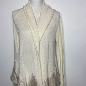 Anthropologie Moth Cream Large  Open Front Long Sleeve Cardigan